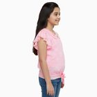 Girls' Bright Fuchsia Pink Round Neck Casual T-Shirt, गुलाबी, small