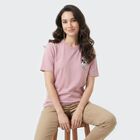 Women's Lilac Cotton Round Neck Regular T-Shirt, लाइलेक, small