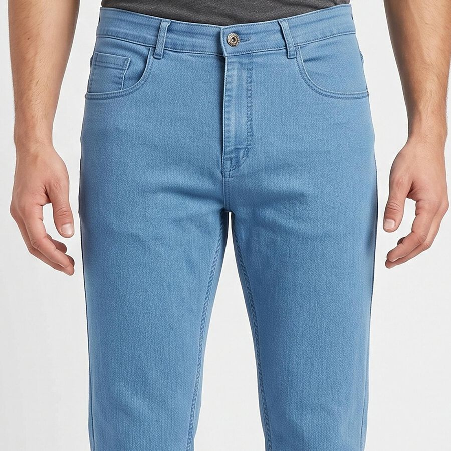 Men's Light Blue Slim Fit Clean Look Jeans, हल्का नीला, large
