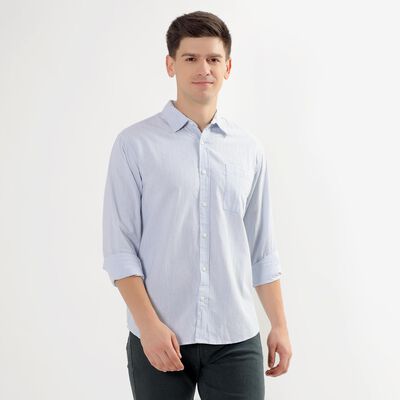 Men's Light Blue Regular Collar Casual Shirt