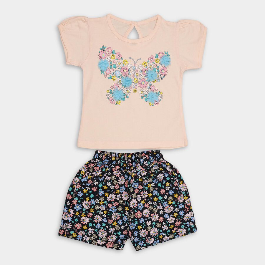 Girls' 100% Cotton Short Set , Light Pink, large