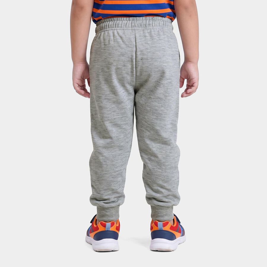 Boys' Grey Typography Print Jogger Pyjama, Melange Light Grey, large