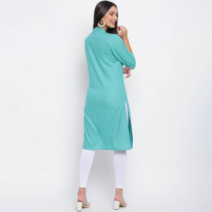 Printed Straight 3/4th Sleeves Kurta, Light Green, large image number null