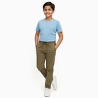 Boys Olive Green Regular Fit Drawstring Trousers, Olive, small image number null