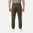 Men's Olive Green Slim Fit Jogger Trousers, ओलिव, small