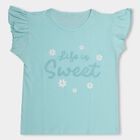 Girls' 100% Cotton T-Shirt, एक्वा, small image number null