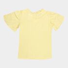 Girls Solid Short Sleeve Blouse, Yellow, small image number null