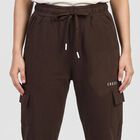 Women's Brown Jogger Fit Cargo Track Pants, भूरा, small