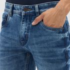 Men's Stonewashed Blue Skinny Fit Five Pocket Jeans, हल्का नीला, small image number null
