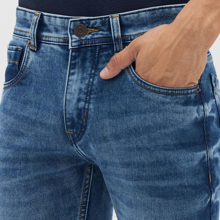 Men's Stonewashed Blue Skinny Fit Five Pocket Jeans, हल्का नीला, large image number null