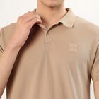 Men's Collared Half Sleeves T-Shirt, Beige, small