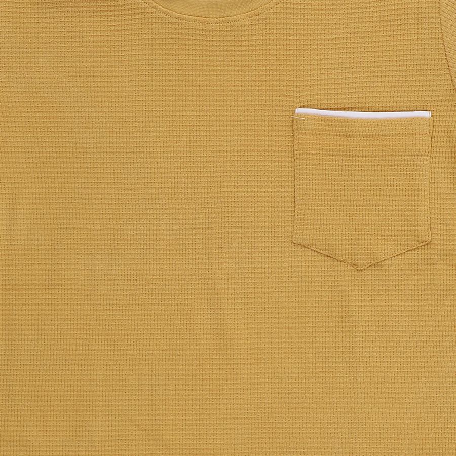 Boys Mustard Yellow Cotton Round Neck Casual T-Shirt, Yellow, large