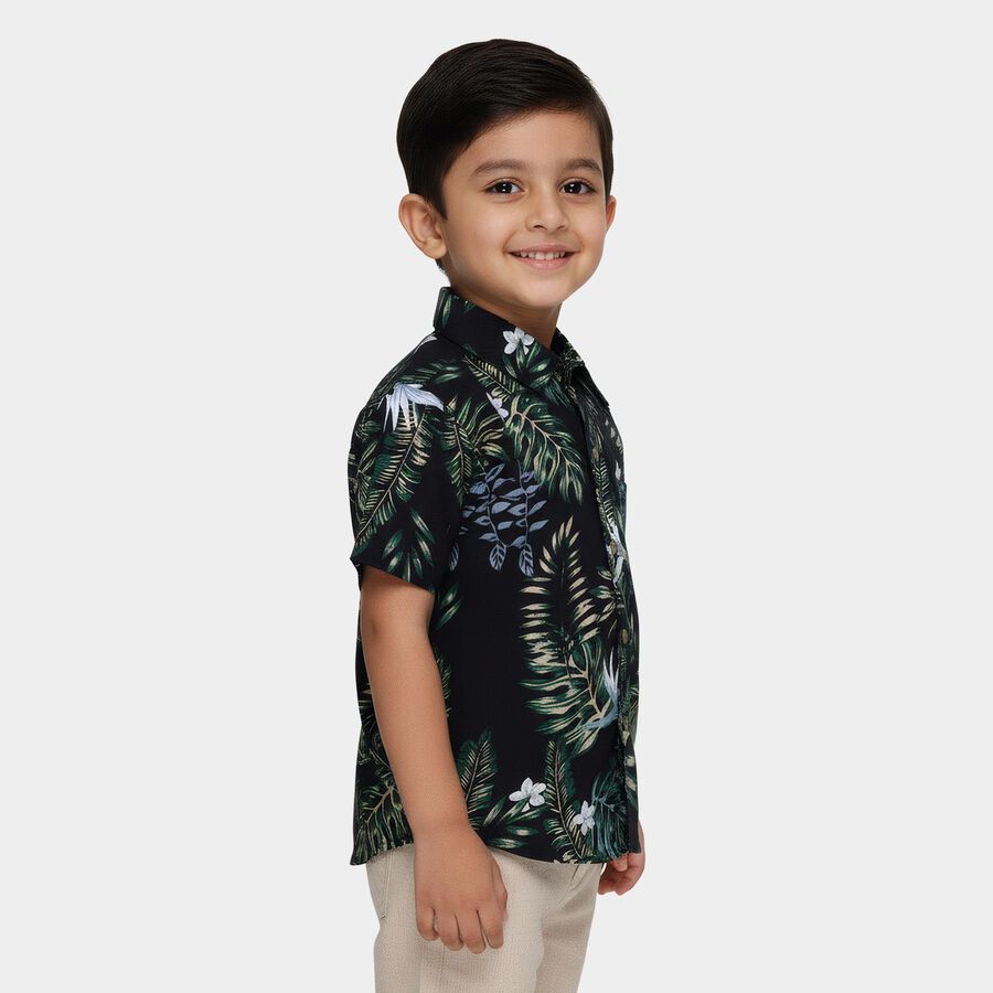 Boys Navy Blue Cotton Half Sleeve Classic Casual Shirt, Navy Blue, large