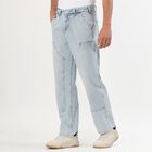 Men's Blue Regular Fit Five-Pocket Jeans, Light Blue, small