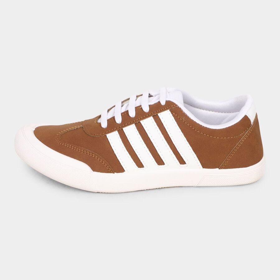 Men's Tan Lace-Up Sneakers, टैन, large