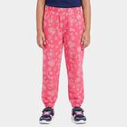 Girls' Pink Jogger Fit Floral Printed Pyjama, रानी (फ्यूशिया), small