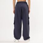 Women's Dark Navy Jogger High-Rise Cargo Trousers, नेवी ब्लू, small image number null