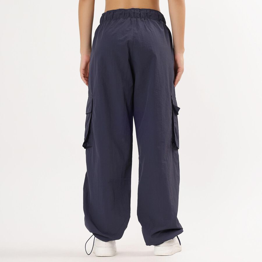 Women's Dark Navy Jogger High-Rise Cargo Trousers, नेवी ब्लू, large image number null
