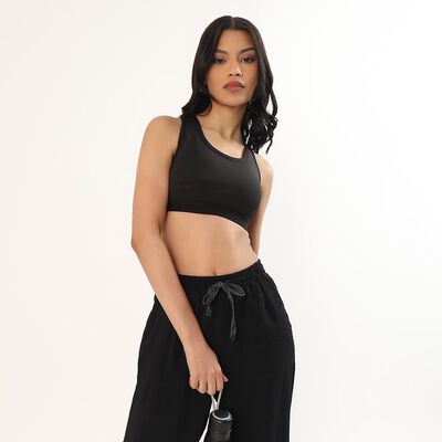 Women's Black Seamless Racerback Sports Bra