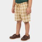 Boys Beige Relaxed Fit Checked Bermuda Shorts, गहरा पीला, small