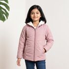 Girls' Purple Hooded Puffer Jacket, Purple, small