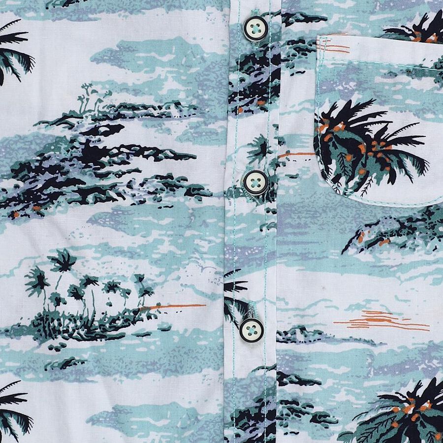 Infants Light Aqua Blue Cotton Half Sleeve Classic Casual Shirt, Light Blue, large image number null