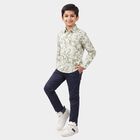 Boys Green Cotton Long Sleeve Collar Shirt, Light Green, small