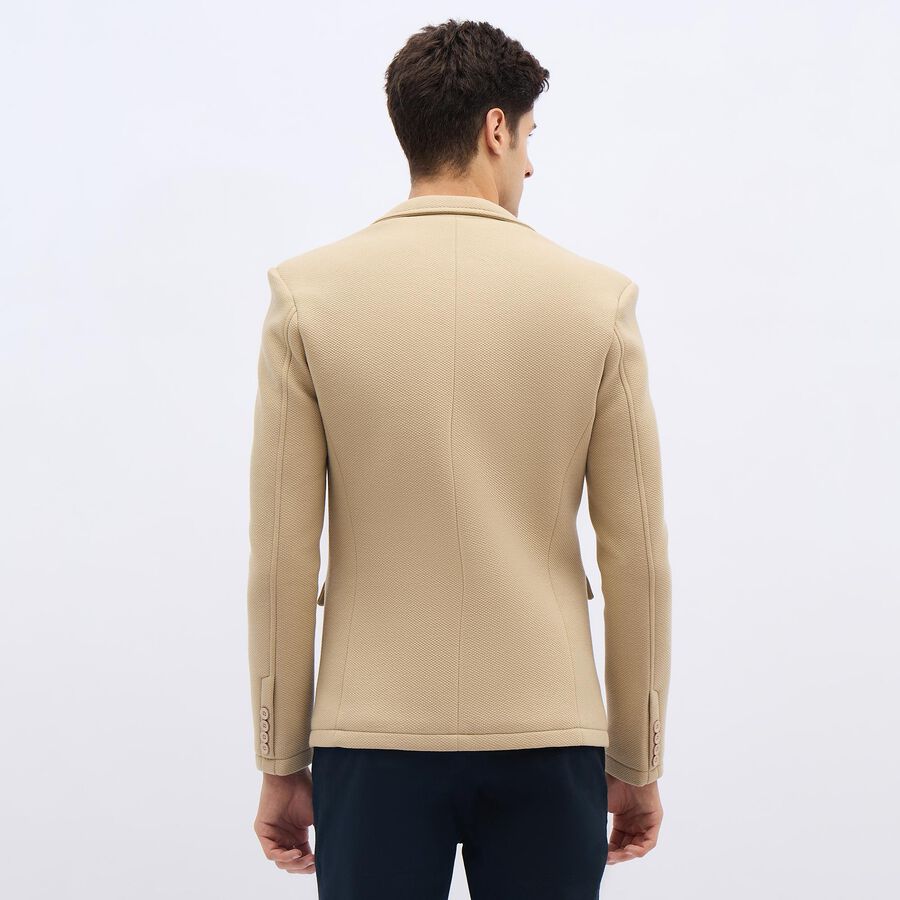 Men's Light Beige Slim Fit Single-Breasted Blazer, गहरा पीला, large image number null