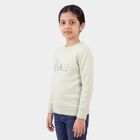 Girls Mint Green Crew Neck Sequin Detail Pullover, हल्का हरा, small