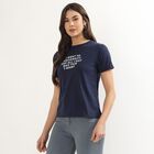 Ladies' Round Neck T-Shirt, नेवी ब्लू, small