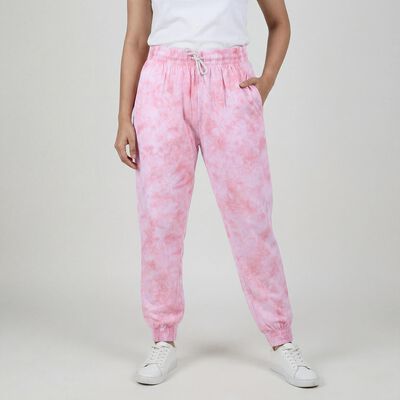 Women's Pink Regular Fit Cotton Track Pants