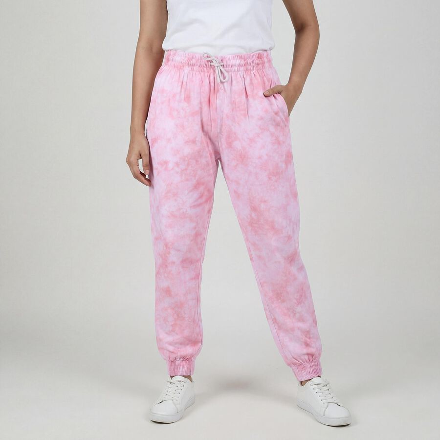 Women's Pink Regular Fit Cotton Track Pants, Light Pink, large