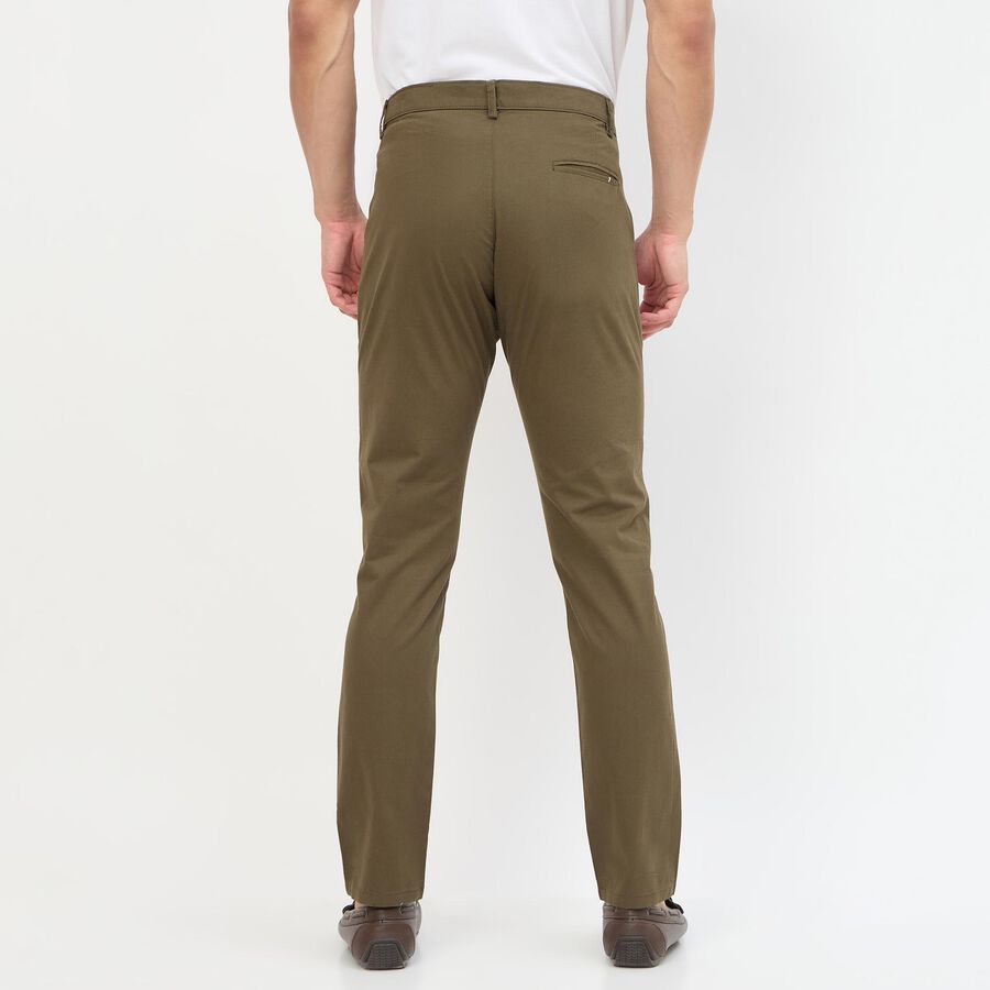 Men's Slim Fit Casual Trousers, Olive, large