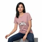 Women's Lilac Round Neck Regular T-Shirt, लाइलेक, small