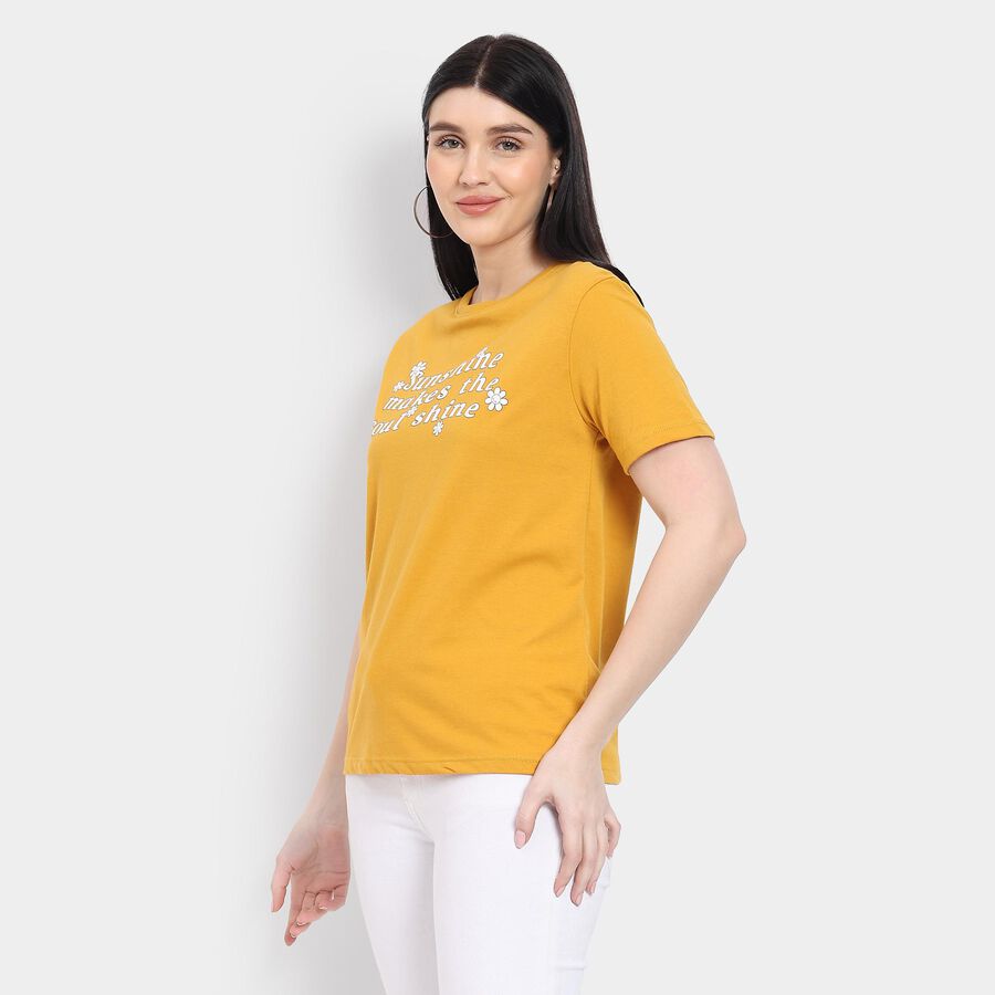 Ladies' Round Neck T-Shirt , मस्टर्ड, large image number null