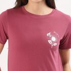 Women's Bright Purple Round Neck Casual T-Shirt, बैंगनी, small