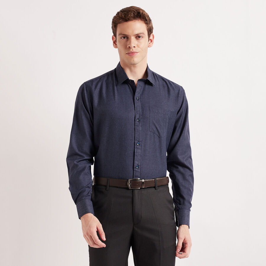Solid Formal Shirt, Navy Blue, large image number null