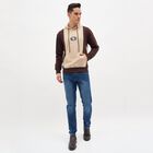 Men's Beige and Brown Hooded Casual Sweatshirt, Beige, small image number null
