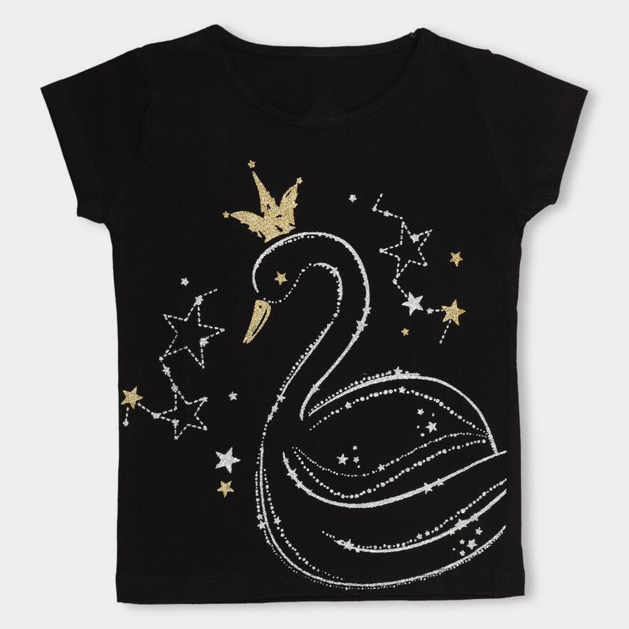 Girls' 100% Cotton T-Shirt , काला, large image number null