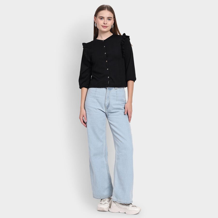 Ladies'  Crop  Top, काला, large image number null