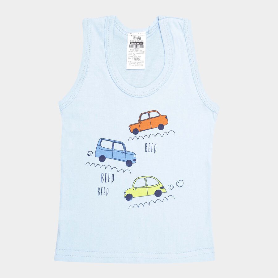 Infants Cotton Solid Vest, Light Blue, large image number null