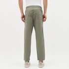 Men's Muted Olive Green Slim Fit Elastic Waist Casual Trousers, Light Green, small