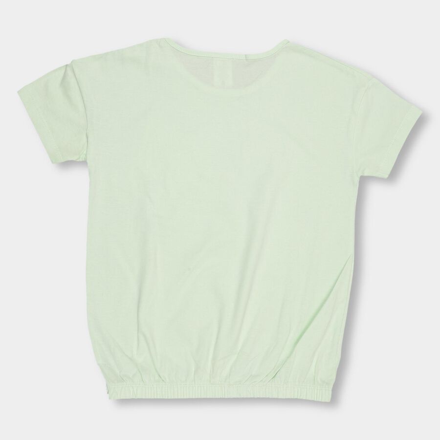 Girls' 100% Cotton T-Shirt, हल्का हरा, large