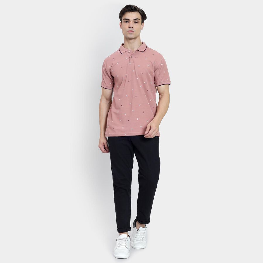 Men's 100% Cotton Collared Half Sleeves T-Shirt , पीच, large image number null
