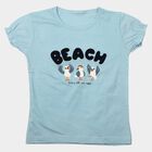 Girls Light Blue Cotton Round Neck Regular T-Shirt, Light Blue, small