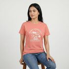 Women Pink Round Neck Casual T-Shirt, Pink, small