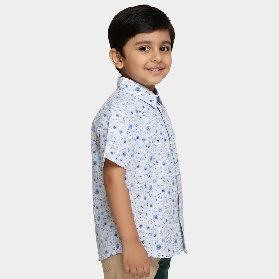 Boys Light Blue Cotton Half Sleeve Classic Casual Shirt, Light Blue, large