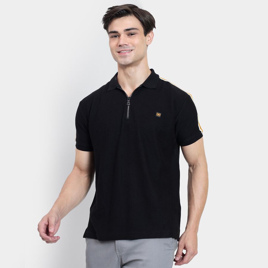 Men's Collared Half Sleeves T-Shirt , काला, large image number null