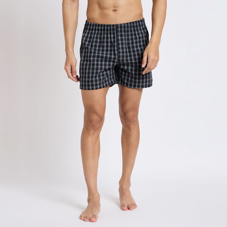 Men's 100% Cotton Boxers, Navy Blue, large image number null