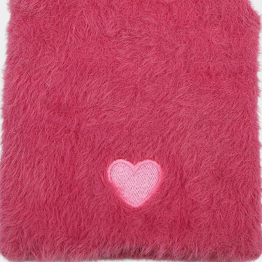 Girls' Purple Heart Detail Beanie Cap, बैंगनी, large